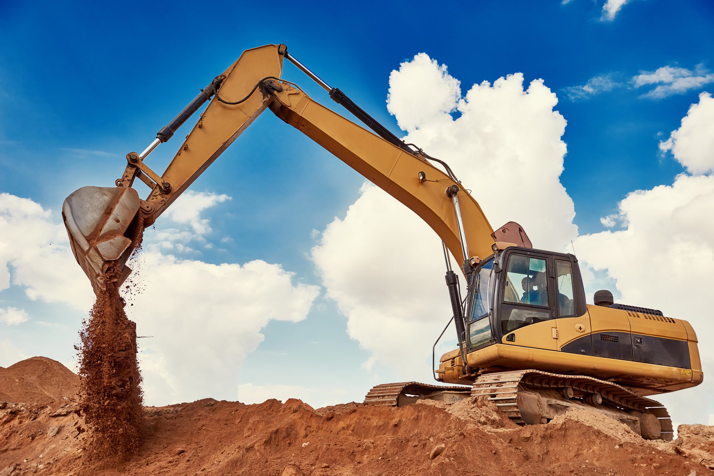 Loader Excavator at Sandpit during Earthmoving Works